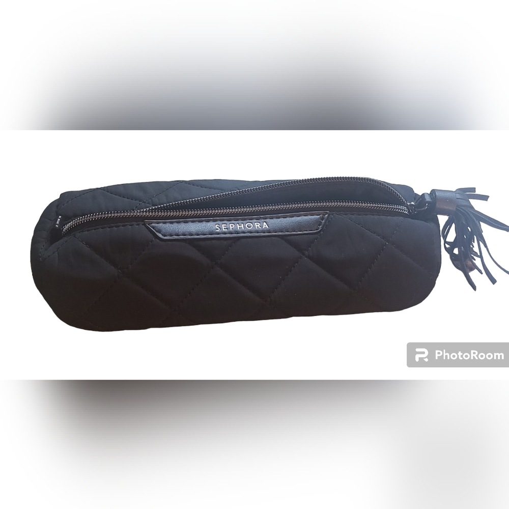 Sephora The Seeker Quilted Black Bag Toiletry Makeup Cosmetics Travel Tassel